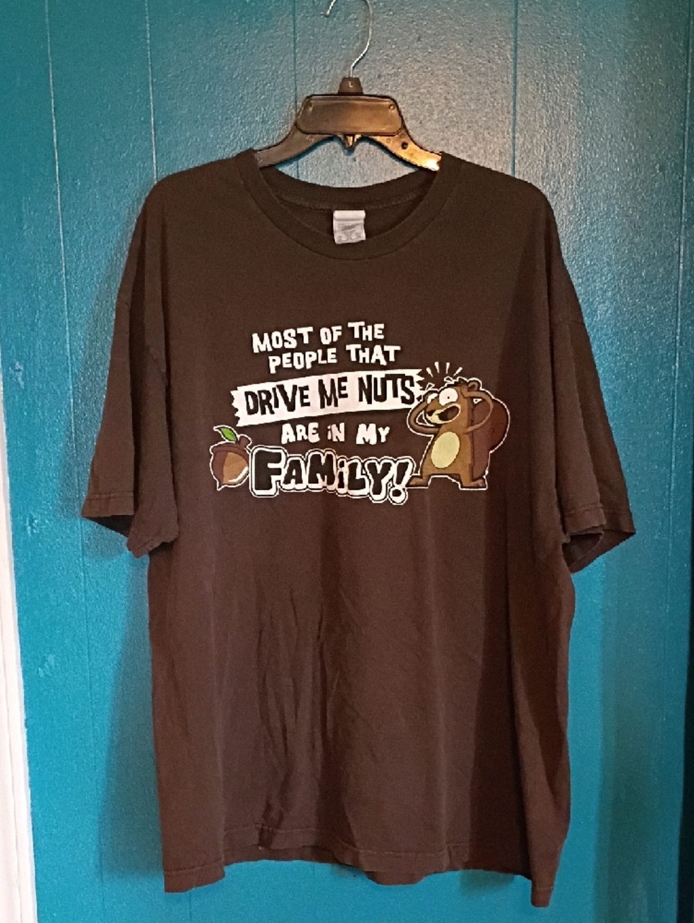 Alstyle Brown Graphic Tee with Squirrel & Acorn